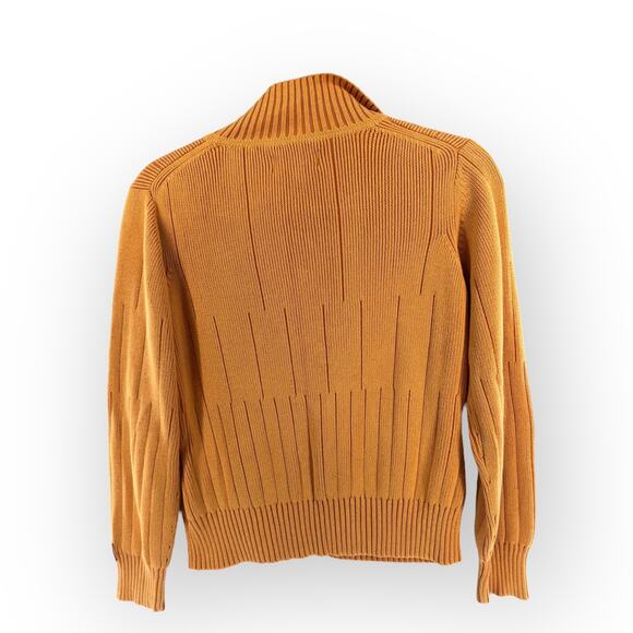 Icelandic Design 100% Cotton Knit Orange Zip Collared Ladies Sweater Sz M Nordic - Picture 2 of 6
